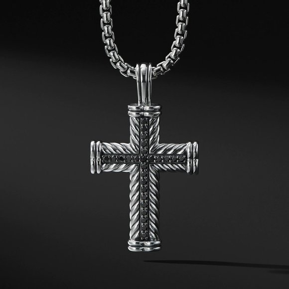 COPY - COPY - Silver Cross Necklace Black Crystals 925 Sterling Silver Titanium… - Picture 6 of 6
